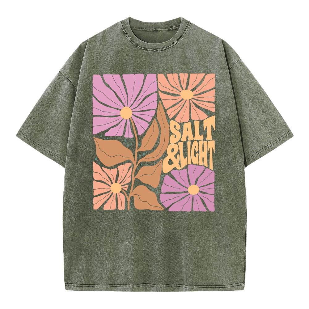 Salt & Light Boho Floral Christian Washed T-Shirt