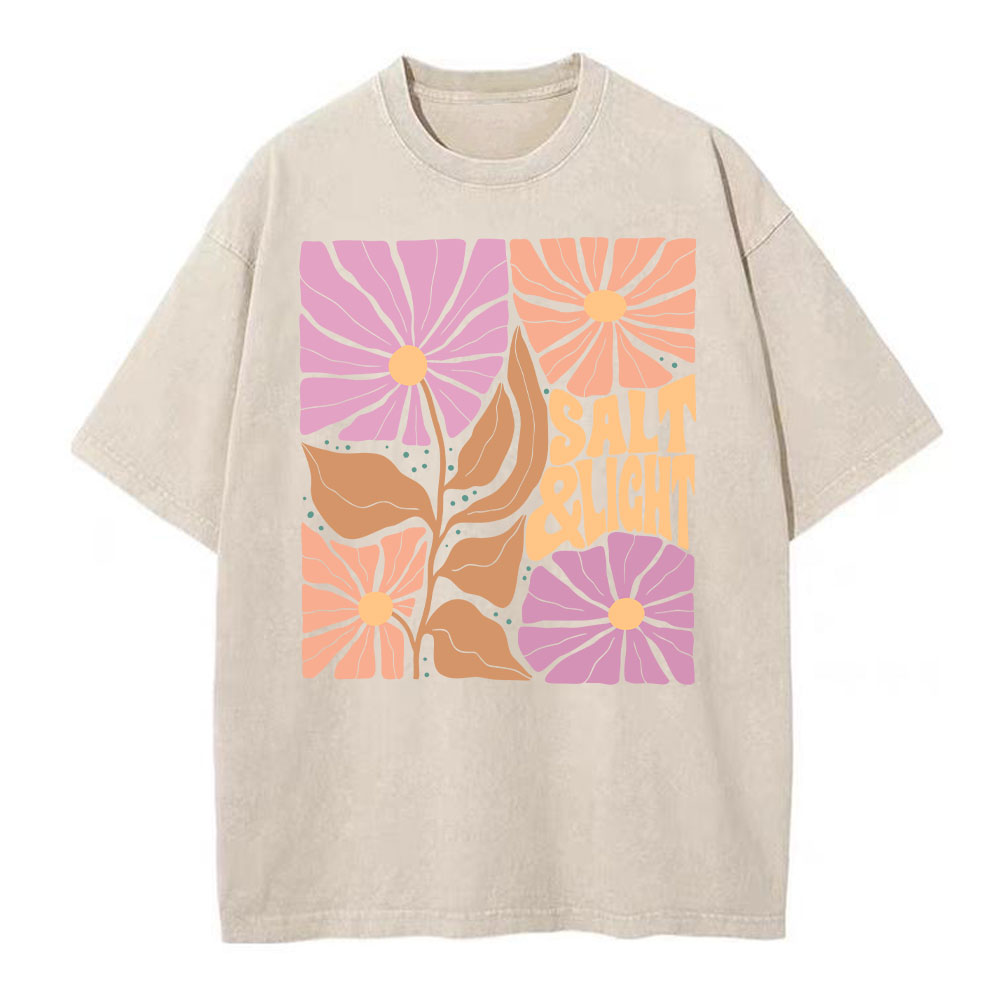 Salt & Light Boho Floral Christian Washed T-Shirt