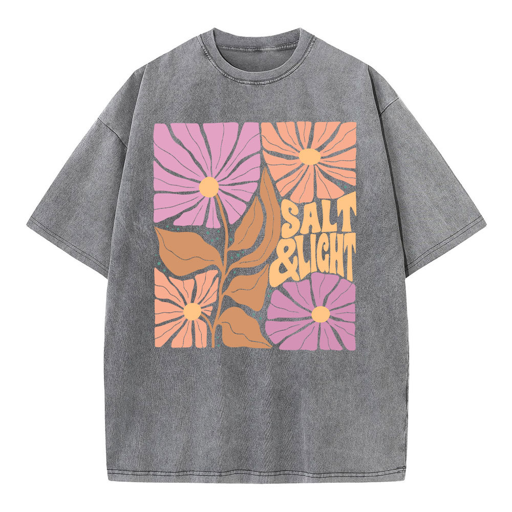 Salt & Light Boho Floral Christian Washed T-Shirt Sale-GuidingCross