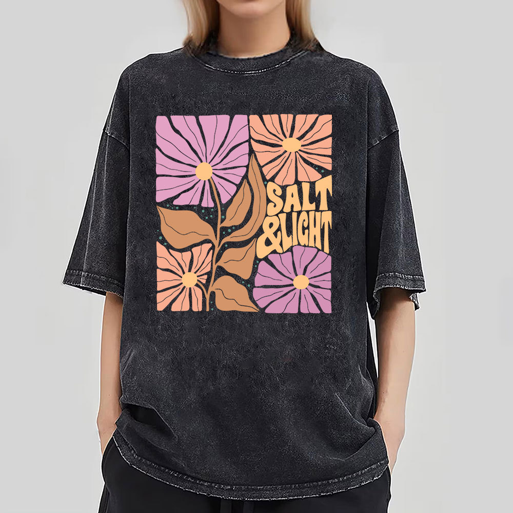 Salt & Light Boho Floral Christian Washed T-Shirt