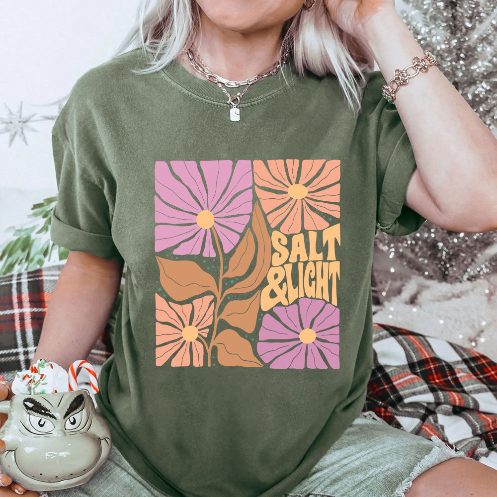 Salt & Light Boho Floral Christian Washed T-Shirt