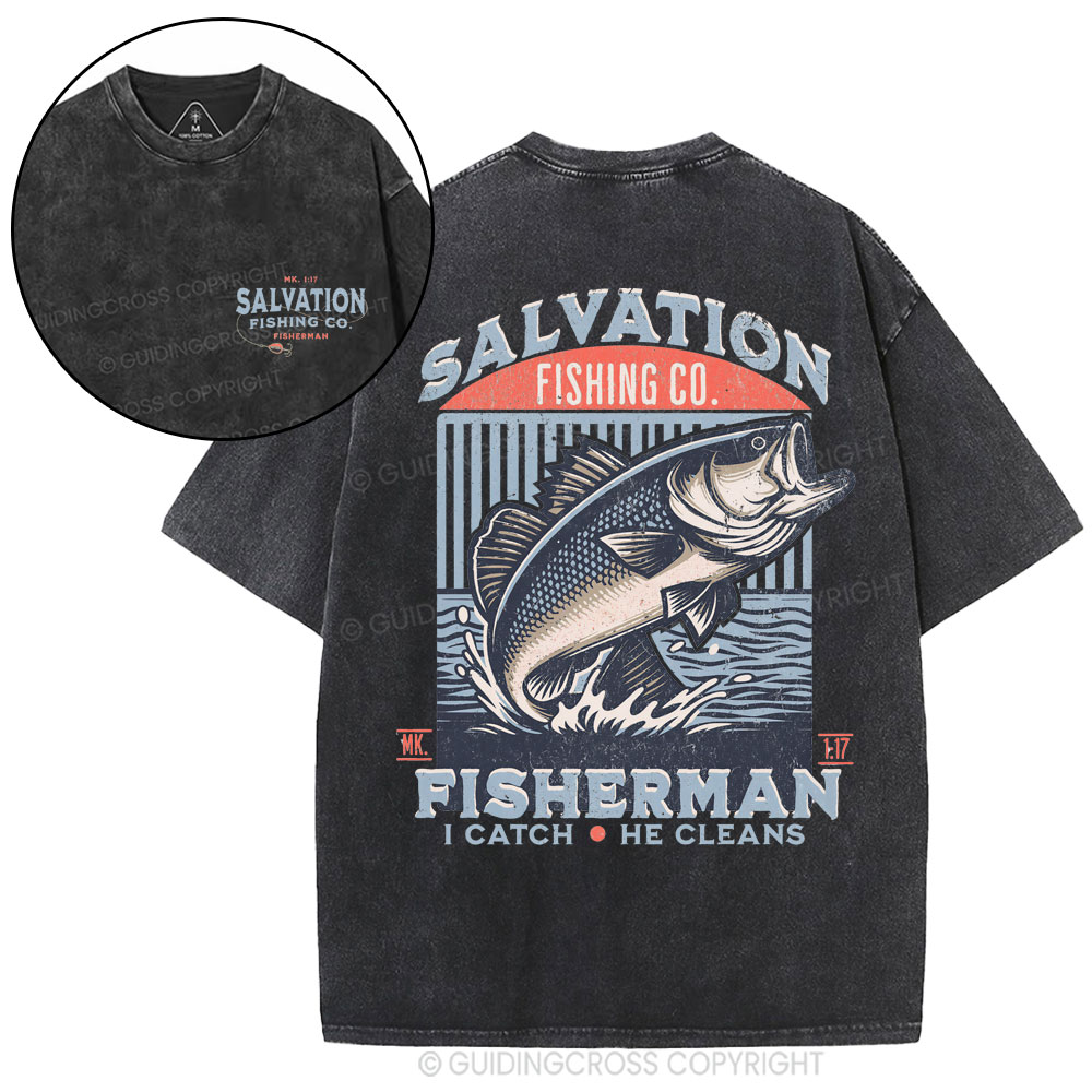 Salvation Fishing Co. Christian Washed T-Shirt