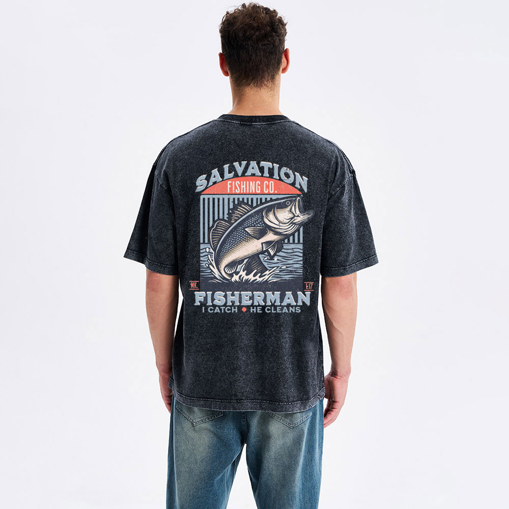 Salvation Fishing Co. Christian Washed T-Shirt