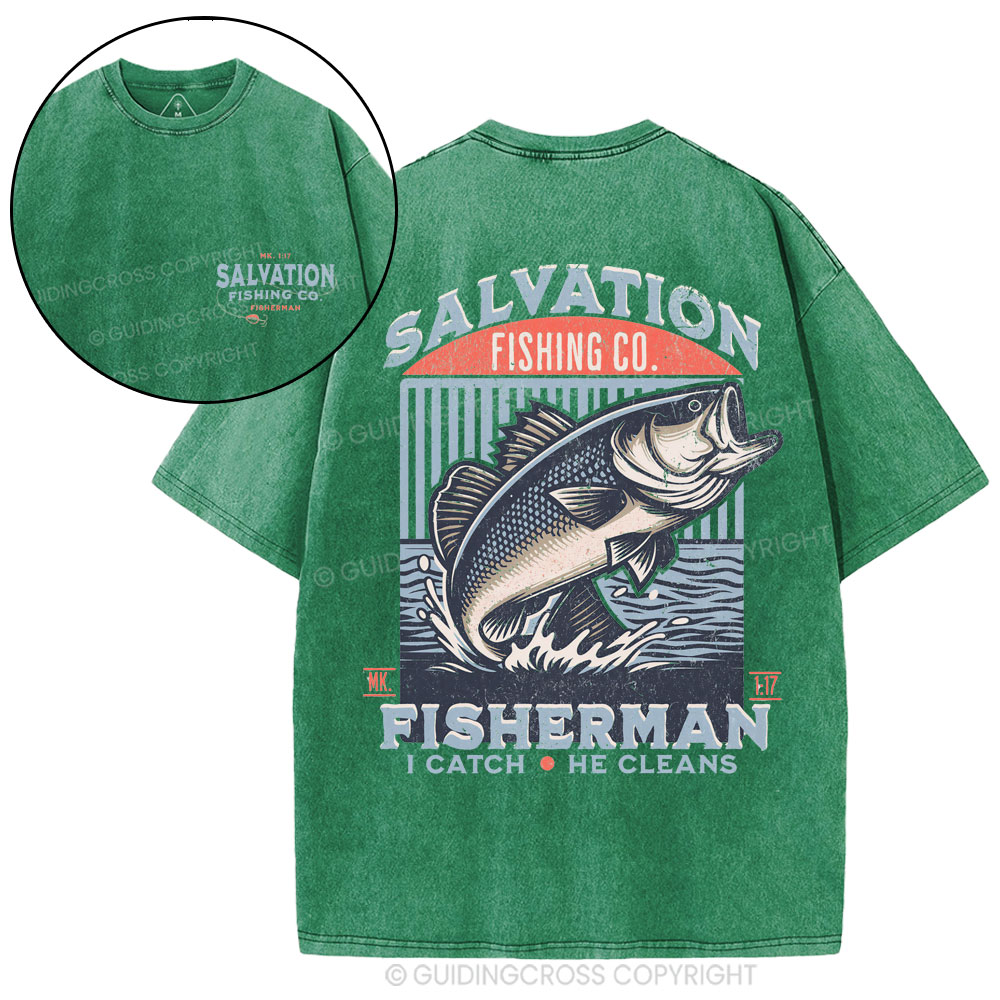 Salvation Fishing Co. Christian Washed T-Shirt