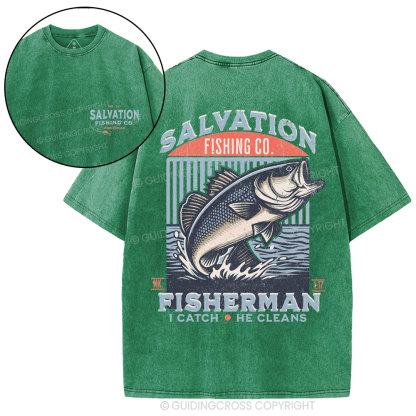 Salvation Fishing Co. Christian Washed T-Shirt