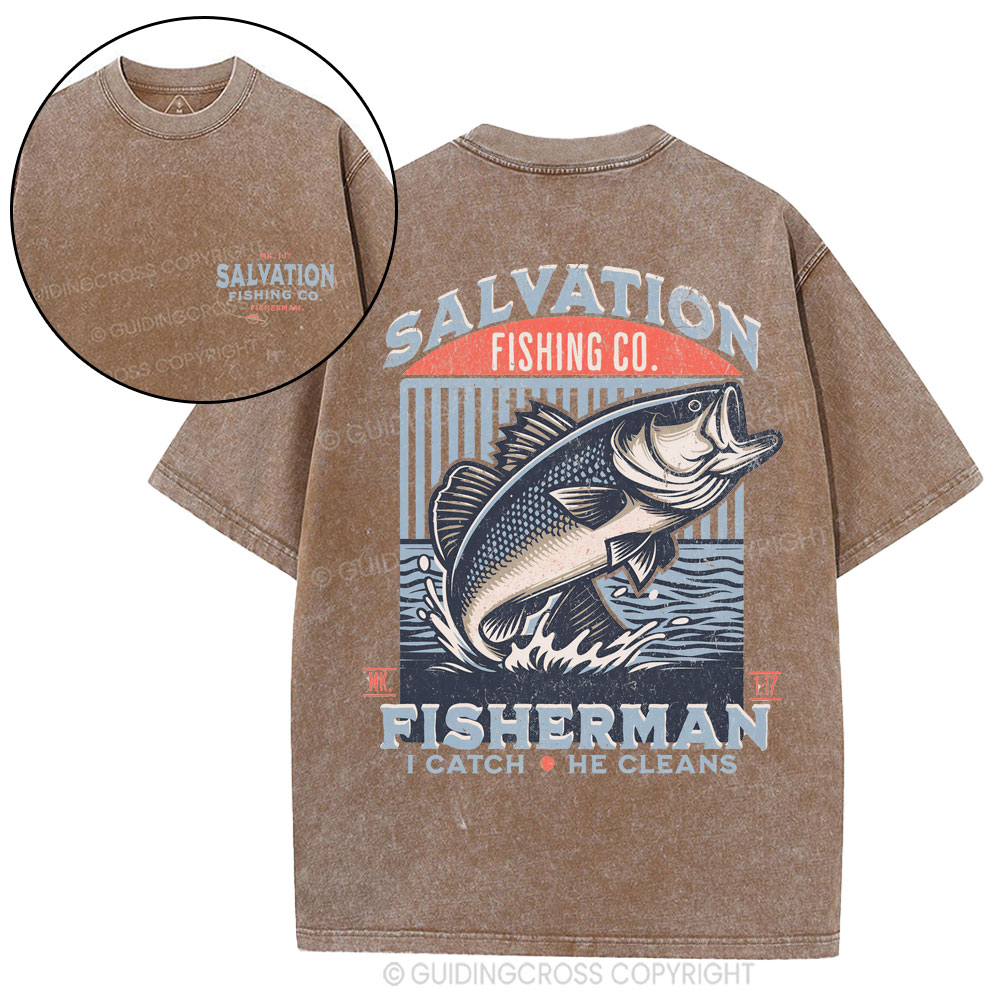 Salvation Fishing Co. Christian Washed T-Shirt