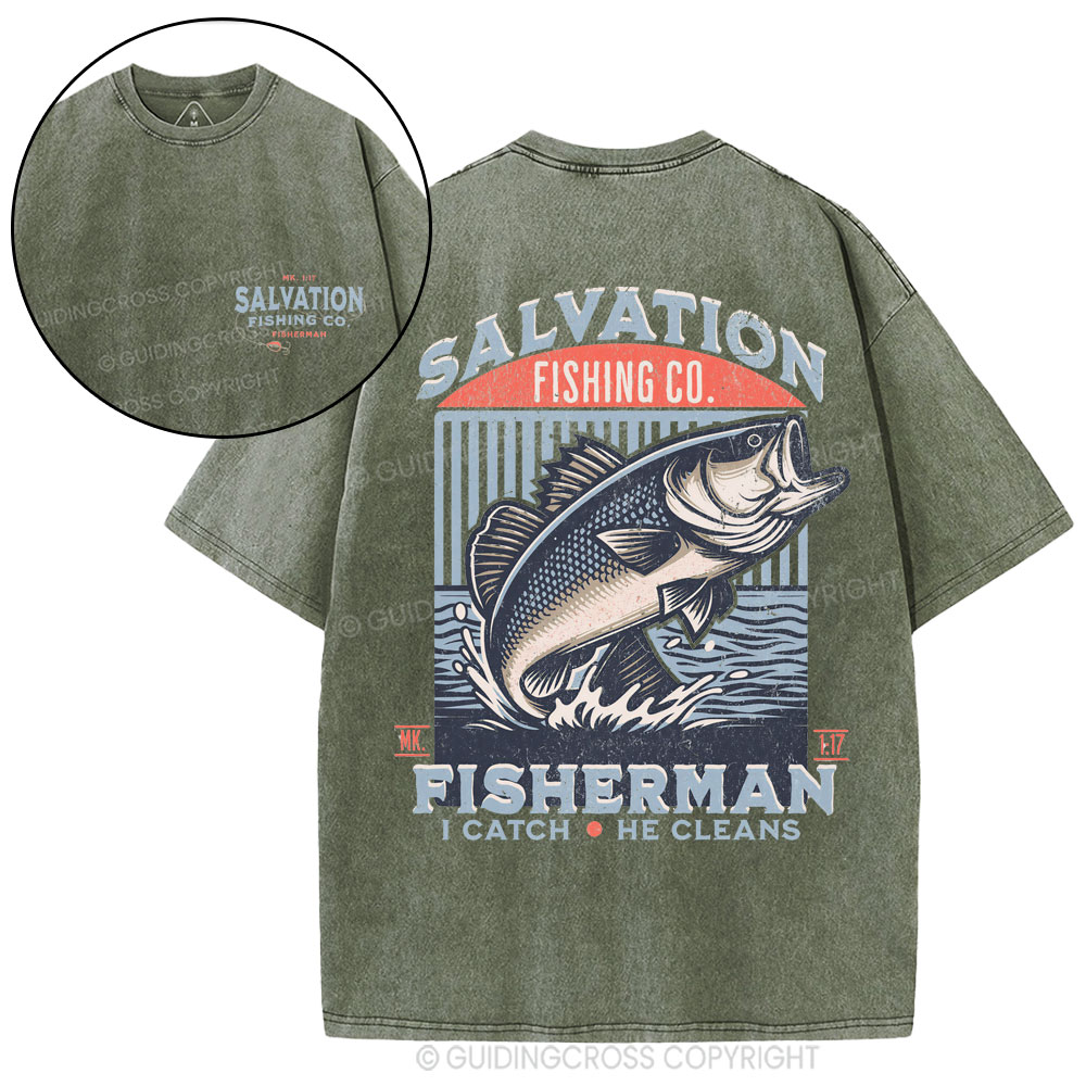 Salvation Fishing Co. Christian Washed T-Shirt