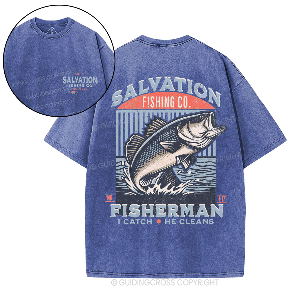 Salvation Fishing Co. Christian Washed T-Shirt