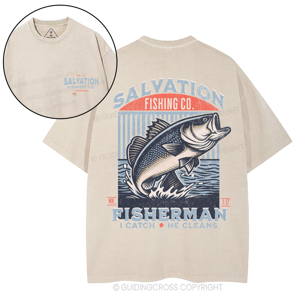Salvation Fishing Co. Christian Washed T-Shirt