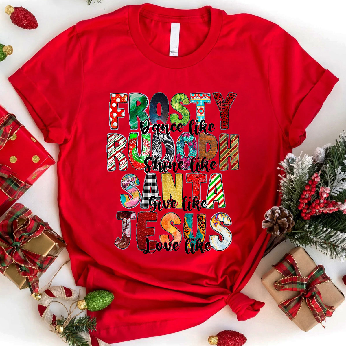 Santa Give Like Jesus Love Like Christian T-Shirt