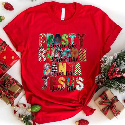 Santa Give Like Jesus Love Like Christian T-Shirt