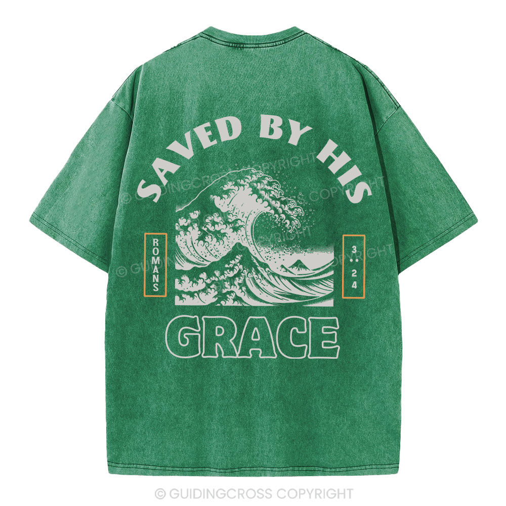 Save By His Grace Christian Washed T-Shirt