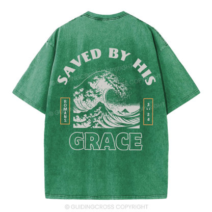 Save By His Grace Christian Washed T-Shirt