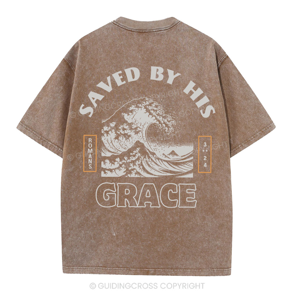Save By His Grace Christian Washed T-Shirt Sale - GuidingCross