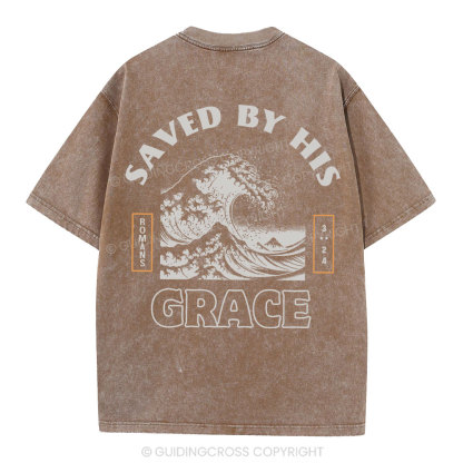 Save By His Grace Christian Washed T-Shirt