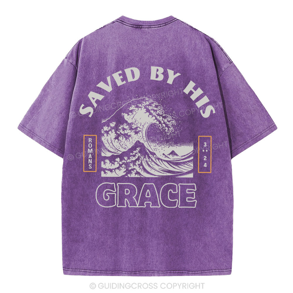 Save By His Grace Christian Washed T-Shirt