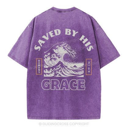 Save By His Grace Christian Washed T-Shirt