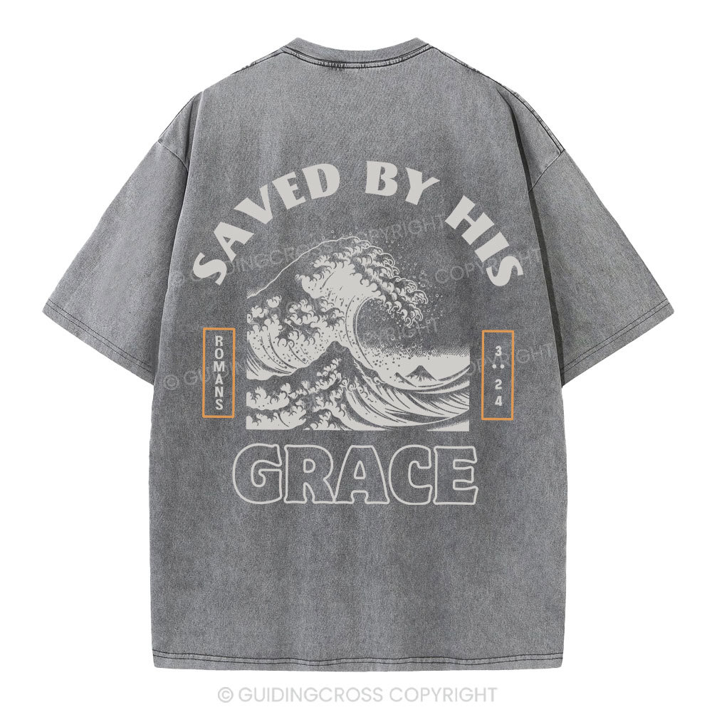 Save By His Grace Christian Washed T-Shirt