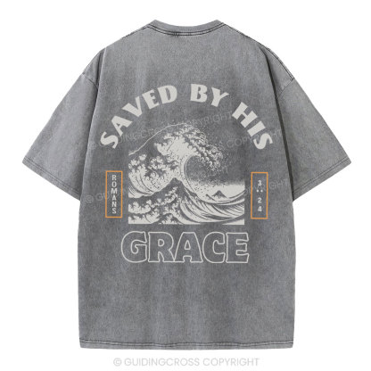 Save By His Grace Christian Washed T-Shirt
