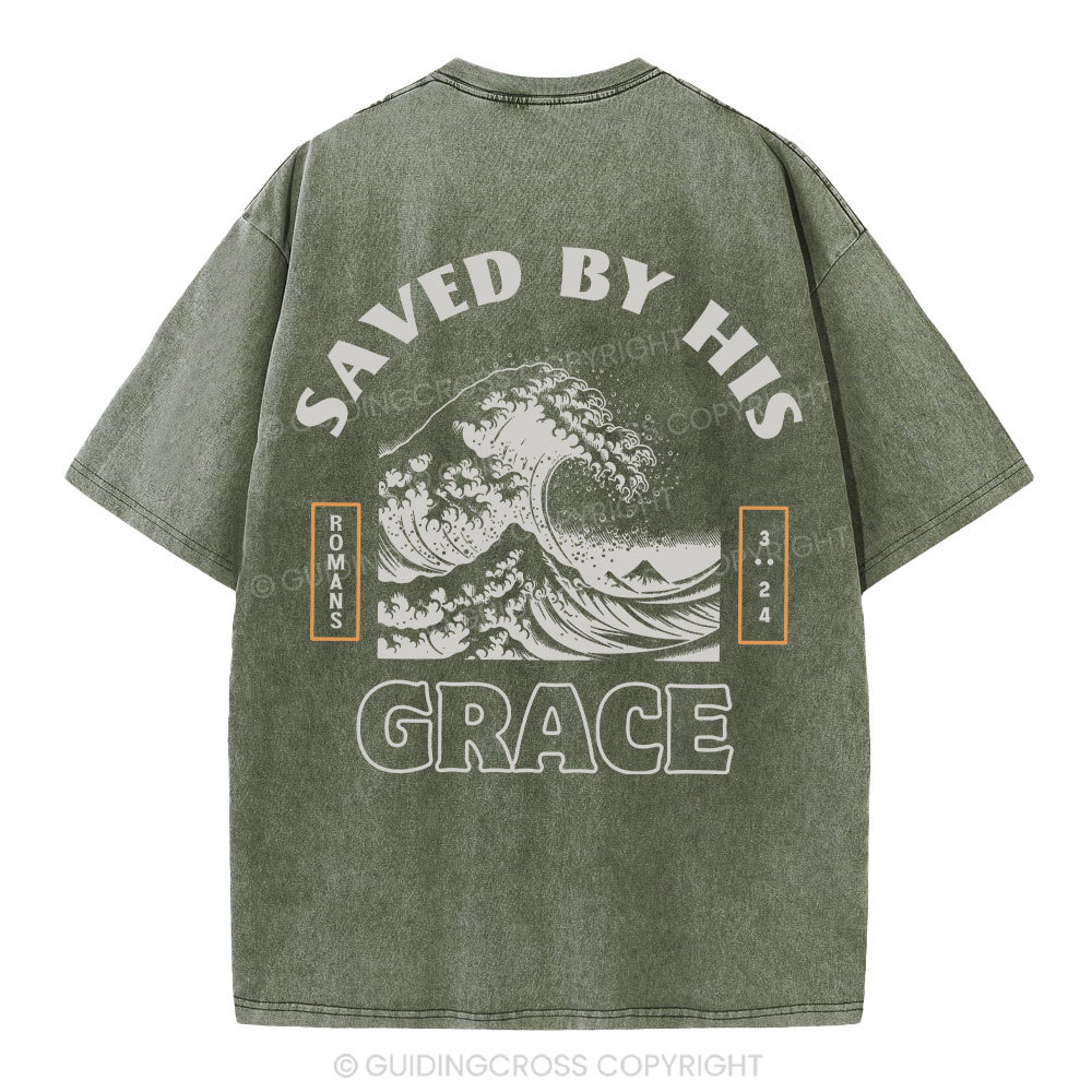 Save By His Grace Christian Washed T-Shirt