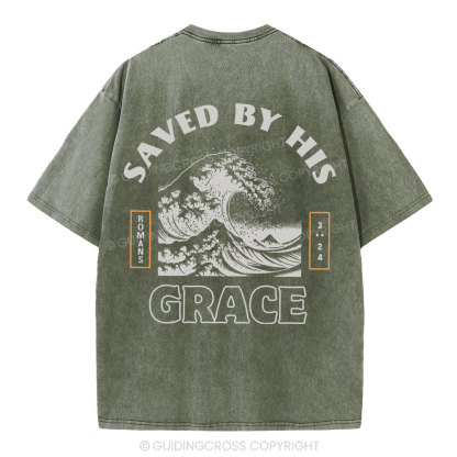Save By His Grace Christian Washed T-Shirt