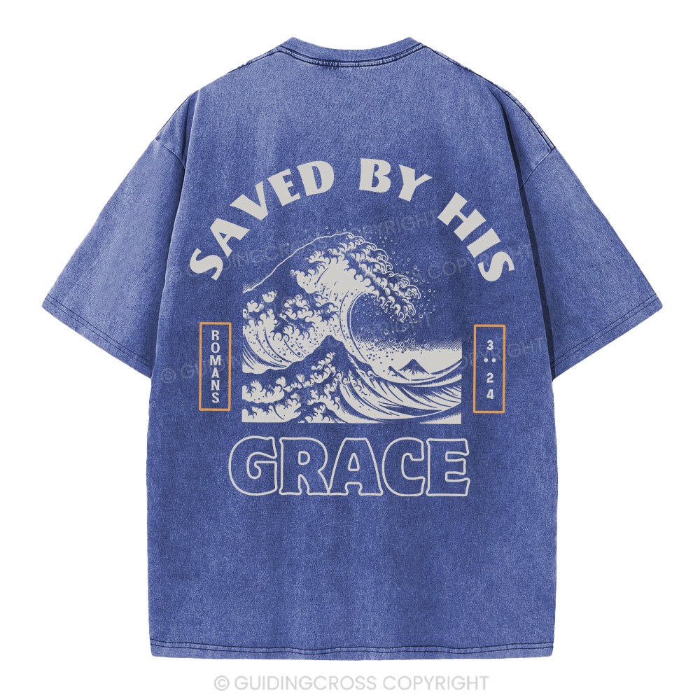 Save By His Grace Christian Washed T-Shirt