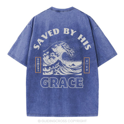 Save By His Grace Christian Washed T-Shirt