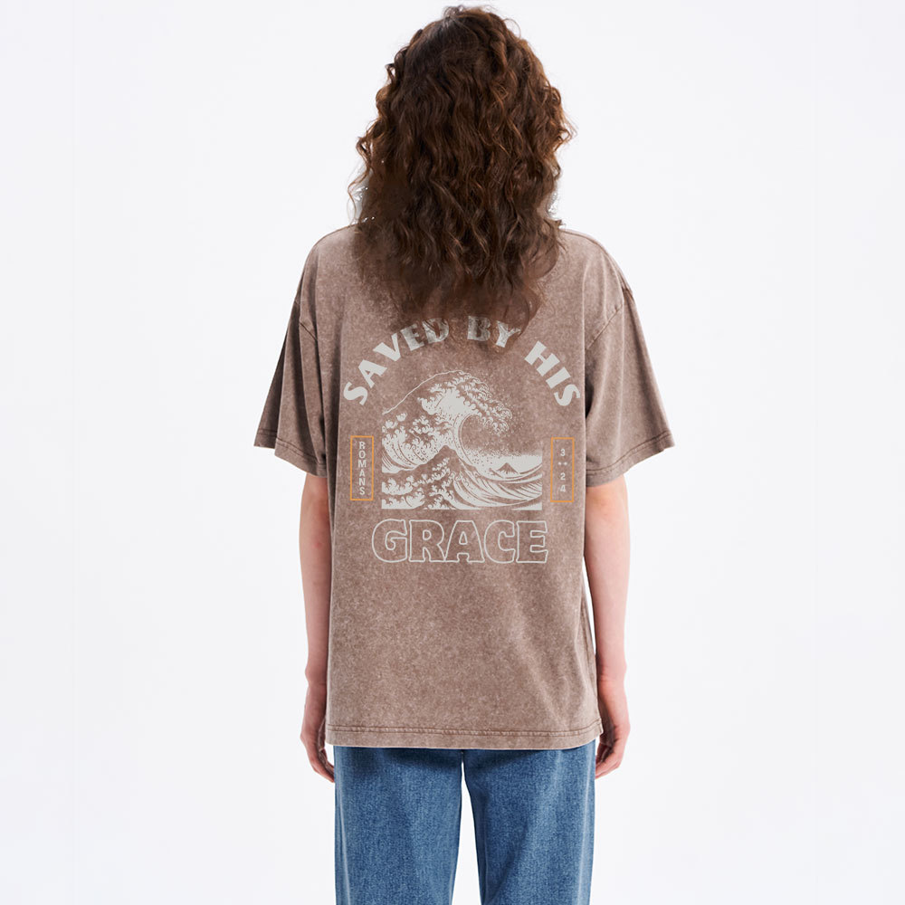 Save By His Grace Christian Washed T-Shirt