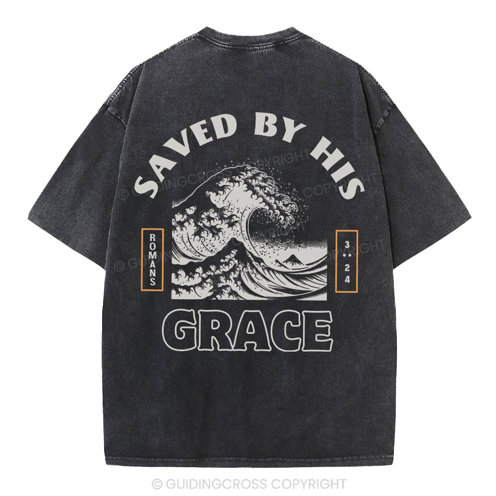 Save By His Grace Christian Washed T-Shirt