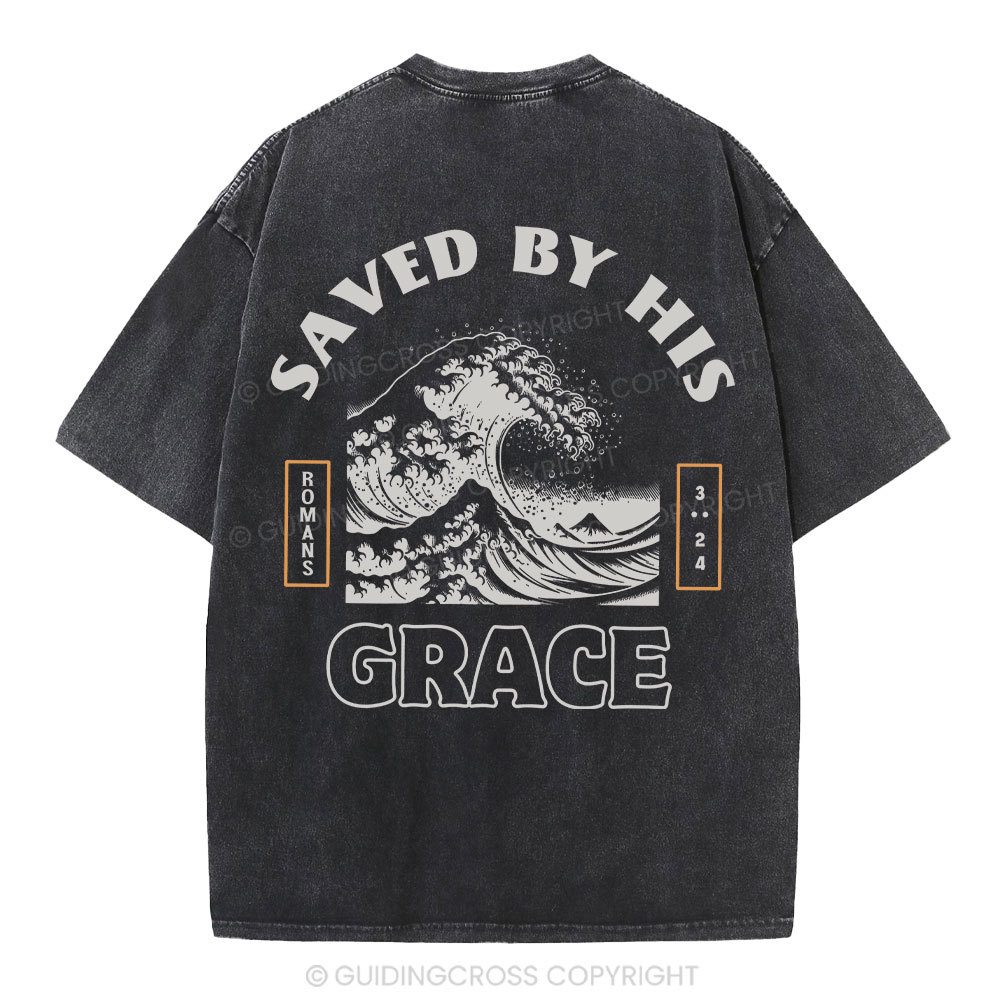 Save By His Grace Christian Washed T-Shirt