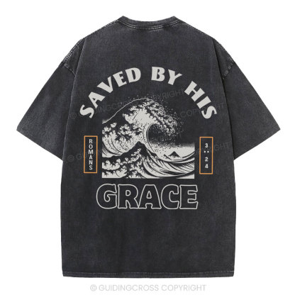Save By His Grace Christian Washed T-Shirt