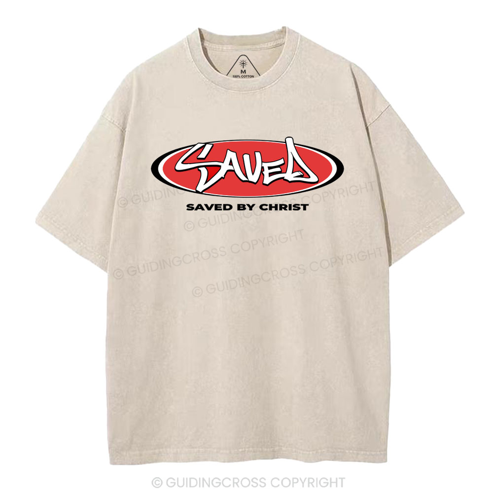 Saved By Christ Christian Washed T-Shirt