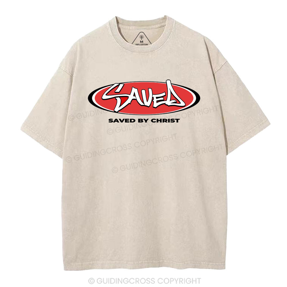 Saved By Christ Christian Washed T-Shirt