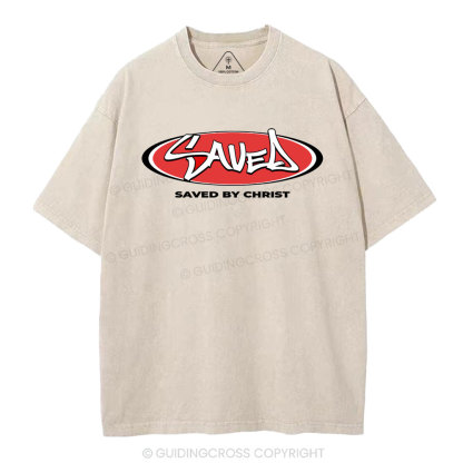 Saved By Christ Christian Washed T-Shirt