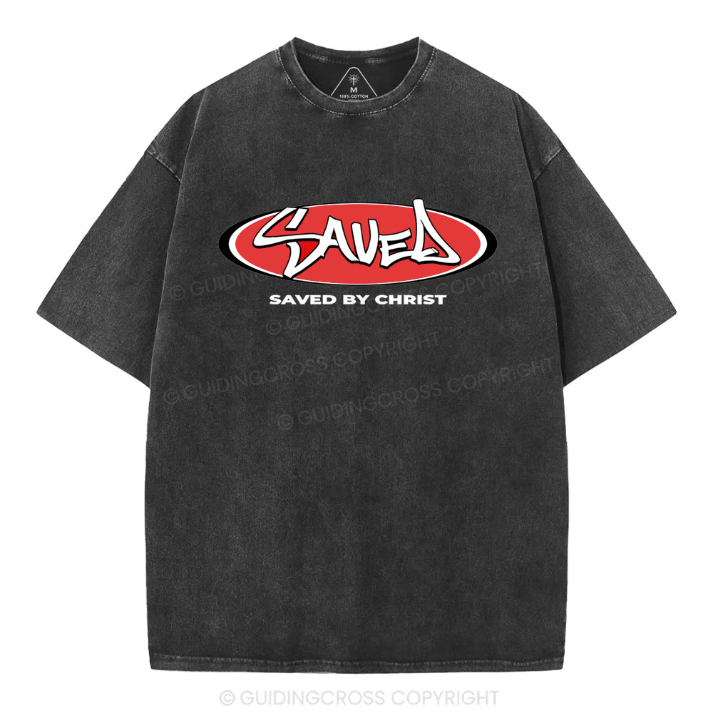 Saved By Christ Christian Washed T-Shirt