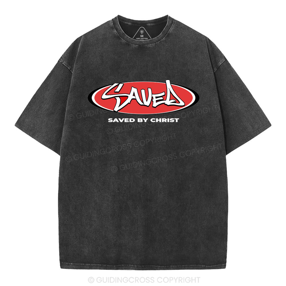 Saved By Christ Christian Washed T-Shirt