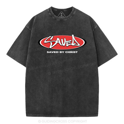 Saved By Christ Christian Washed T-Shirt