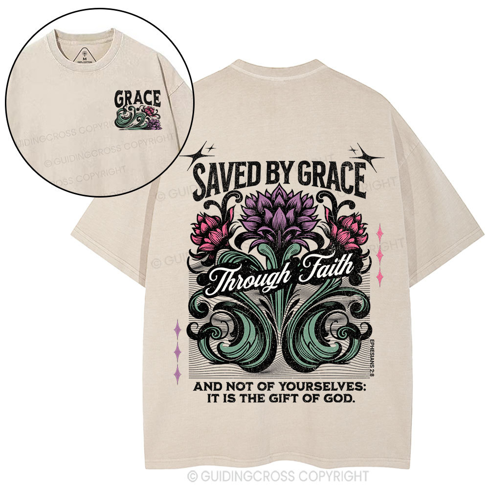 Saved By Grace Christian Washed T-Shirt