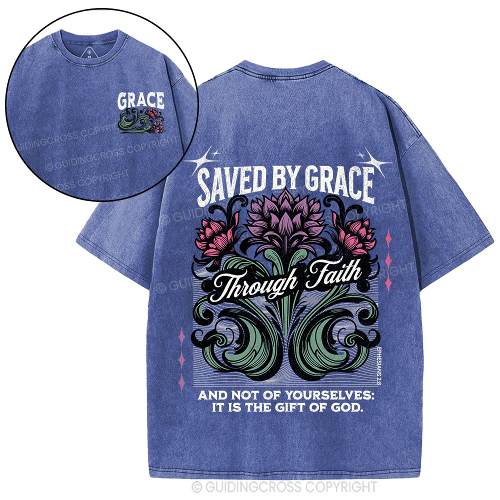 Saved By Grace Christian Washed T-Shirt