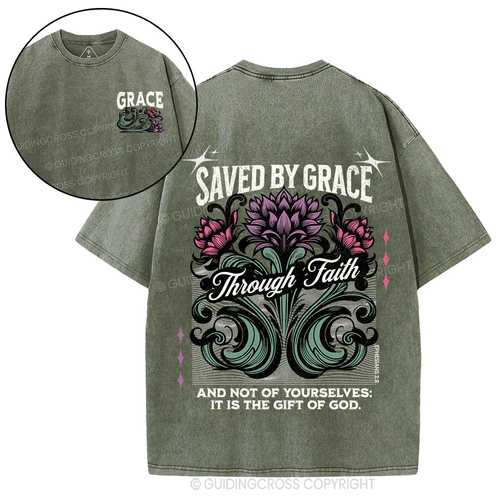 Saved By Grace Christian Washed T-Shirt