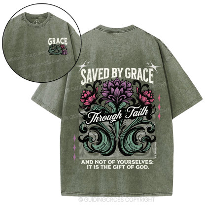Saved By Grace Christian Washed T-Shirt