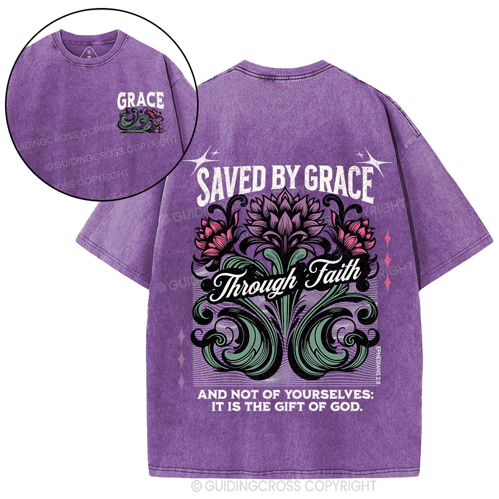 Saved By Grace Christian Washed T-Shirt