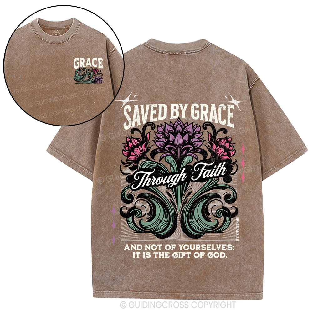 Saved By Grace Christian Washed T-Shirt