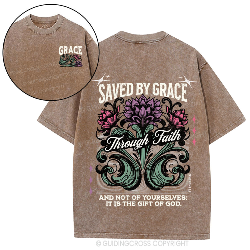 Saved By Grace Christian Washed T-Shirt