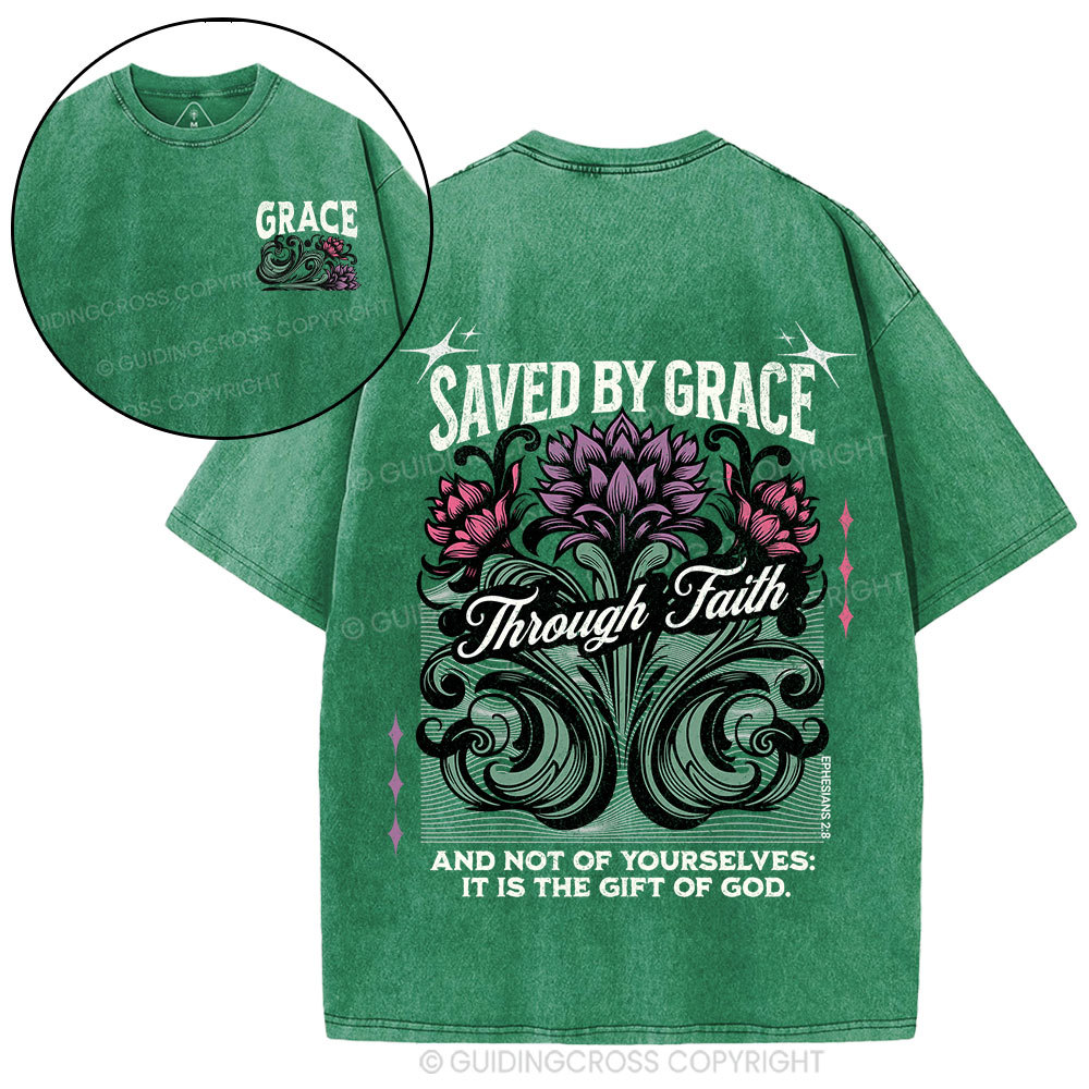 Saved By Grace Christian Washed T-Shirt