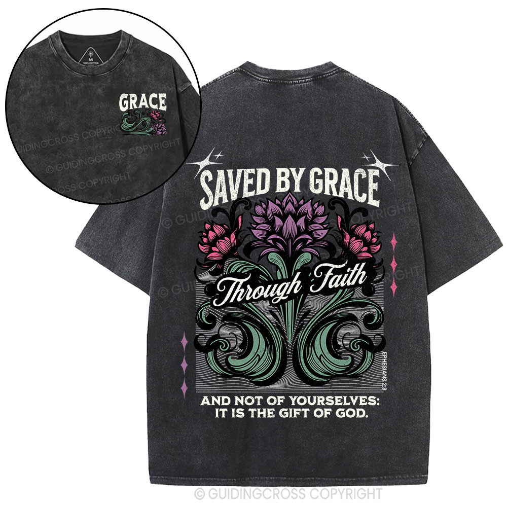 Saved By Grace Christian Washed T-Shirt