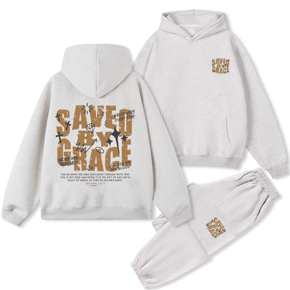 Saved By Grace Christian Fleece hoodie Set