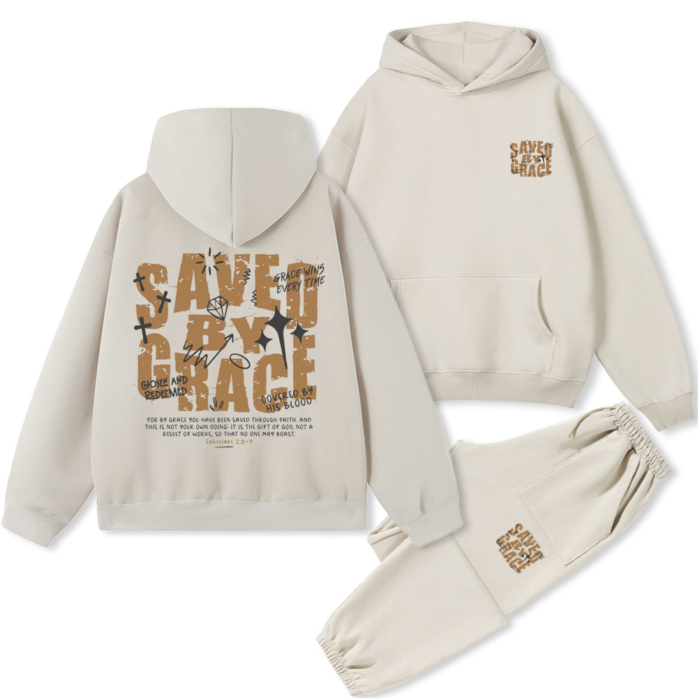 Saved By Grace Christian Fleece hoodie Set