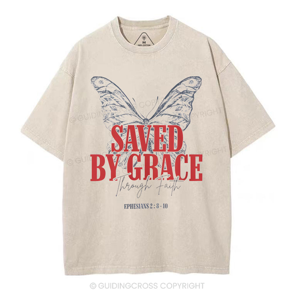 Saved By Grace Christian Washed T-Shirt