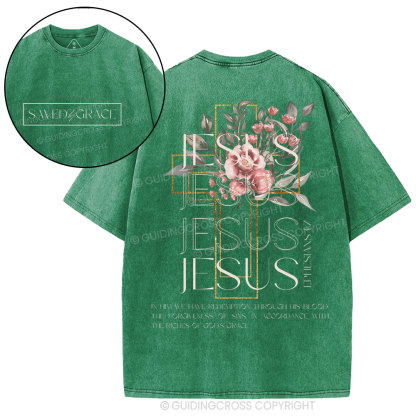 Saved By Grace Chrsitian Washed T-Shirt